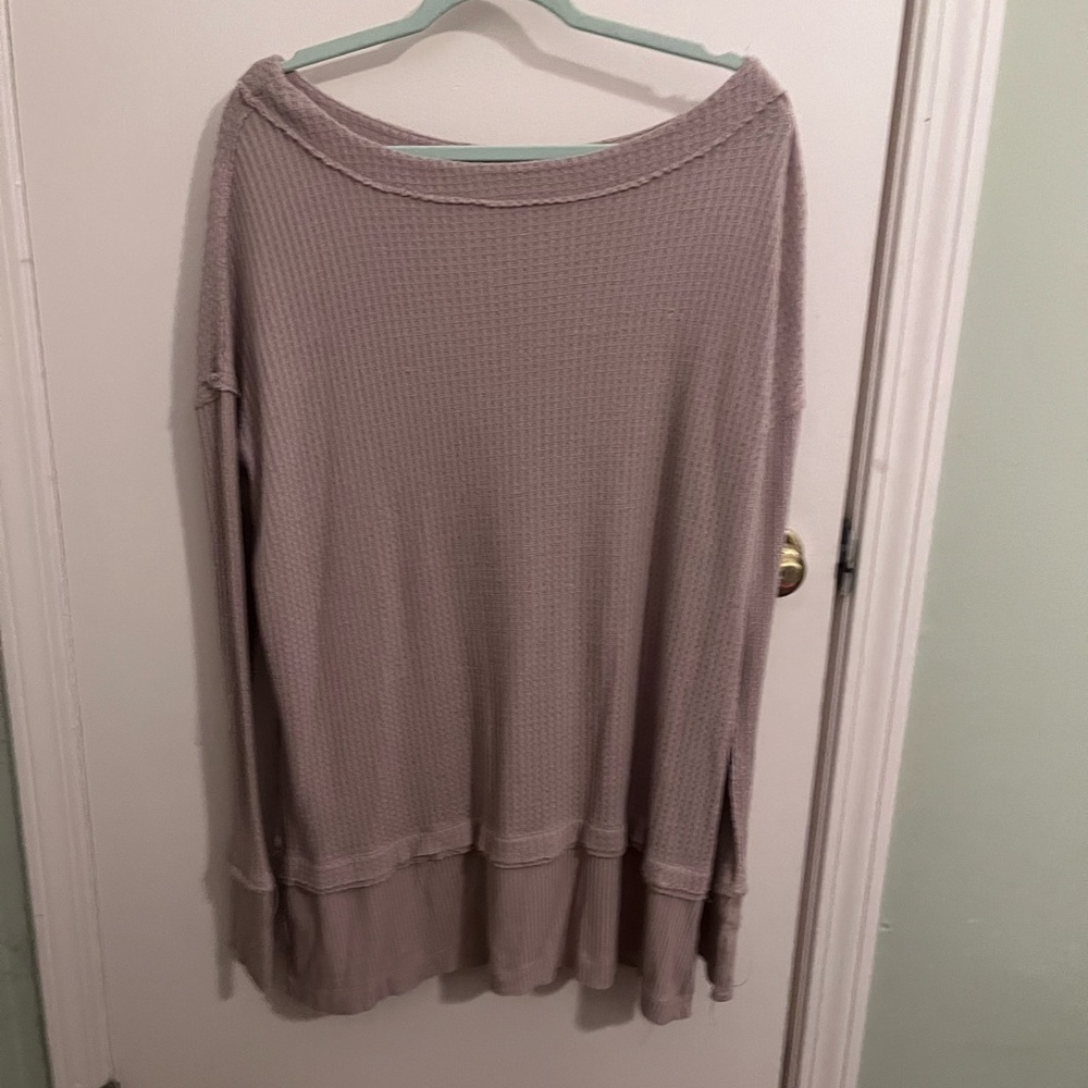 Free People Neutral Waffle Knit Sweater Tunic